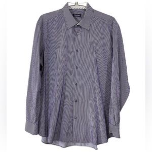 Robert Graham Blue/Red Striped Cotton Long Sleeve Button Down Shirt/ 18